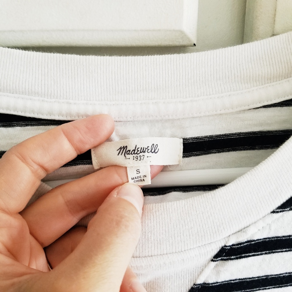 Madewell Sun Up Tee in Black White Stripe S - Picture 3 of 8